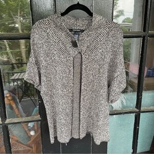 Ellen Tracy - Silk Blend Brown Knit Cardigan Cape - Size Medium
